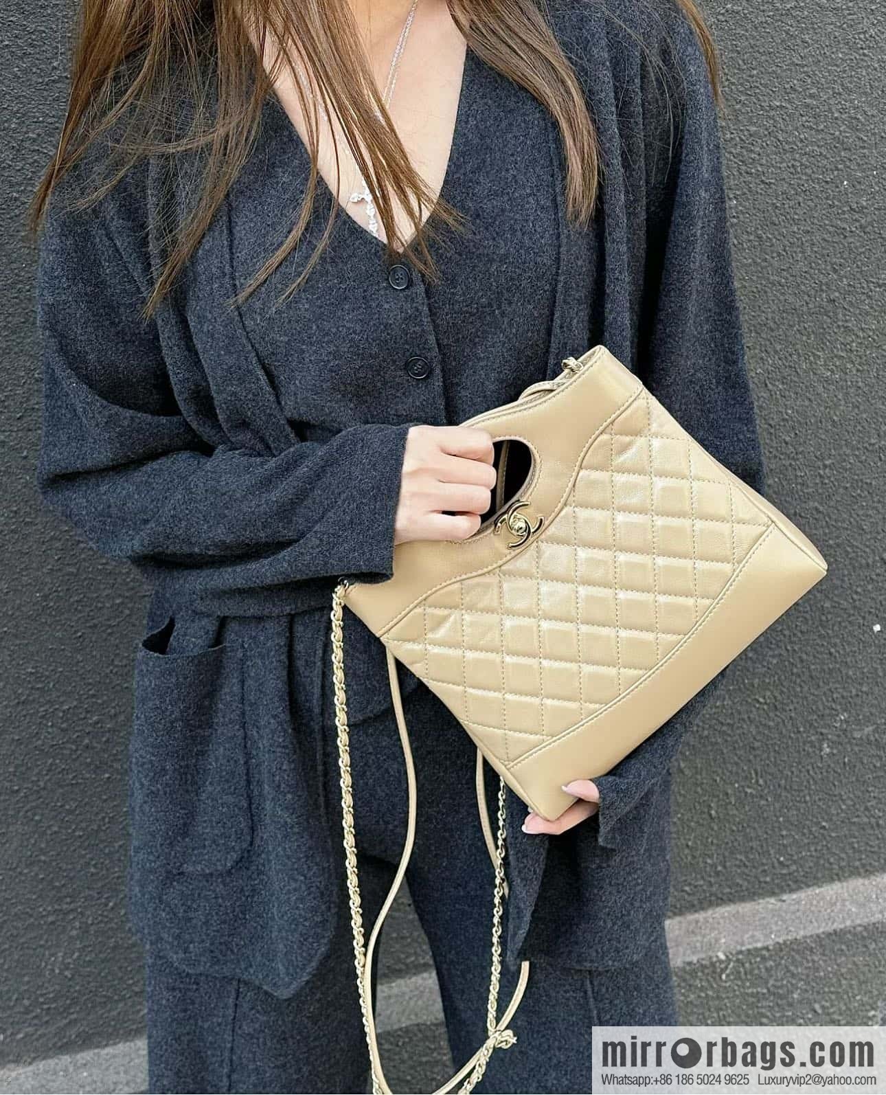 CHANEL 24S mini 31bag oil wax sheepskin AS4133 milk tea color