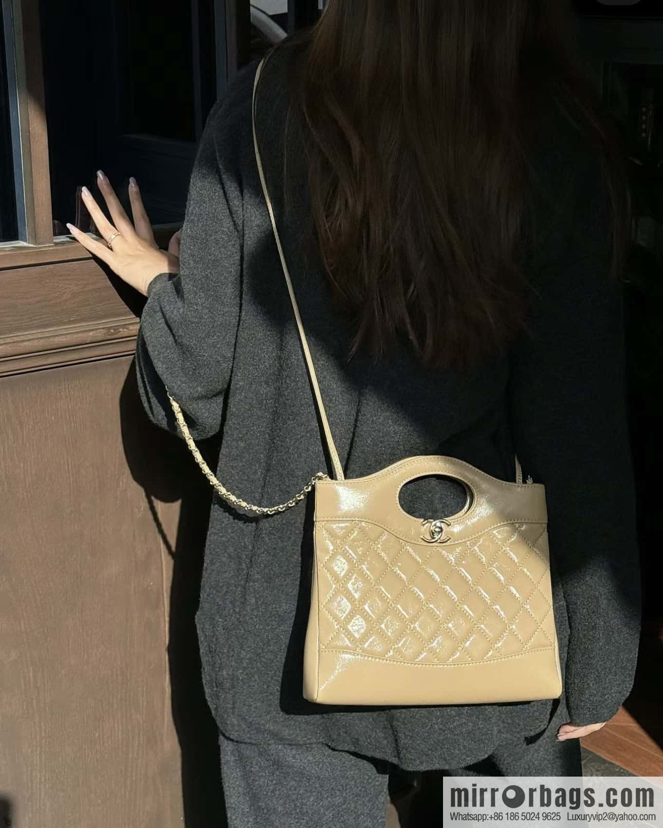 CHANEL 24S mini 31bag oil wax sheepskin AS4133 milk tea color