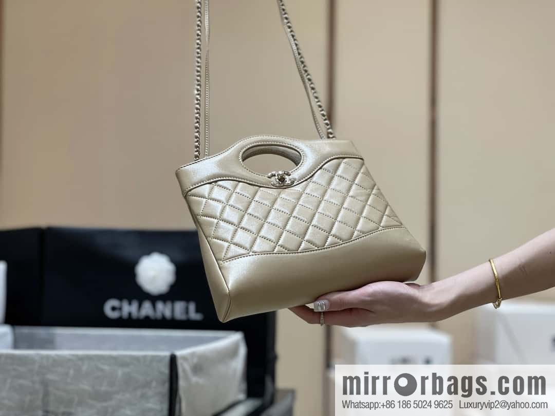 CHANEL 24S mini 31bag oil wax sheepskin AS4133 milk tea color