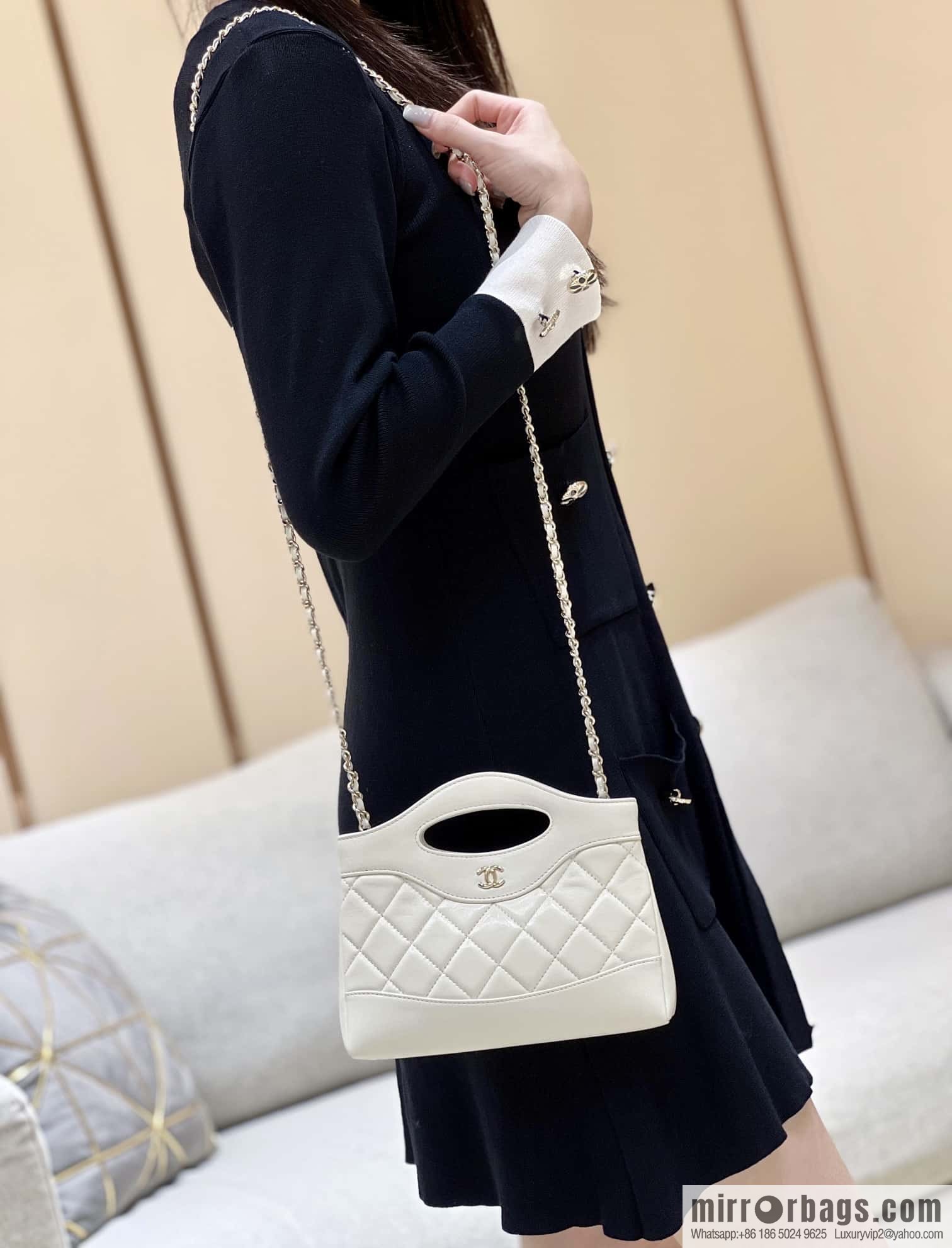 CHANEL 24S 31bag nano sheepskin AP3656 white