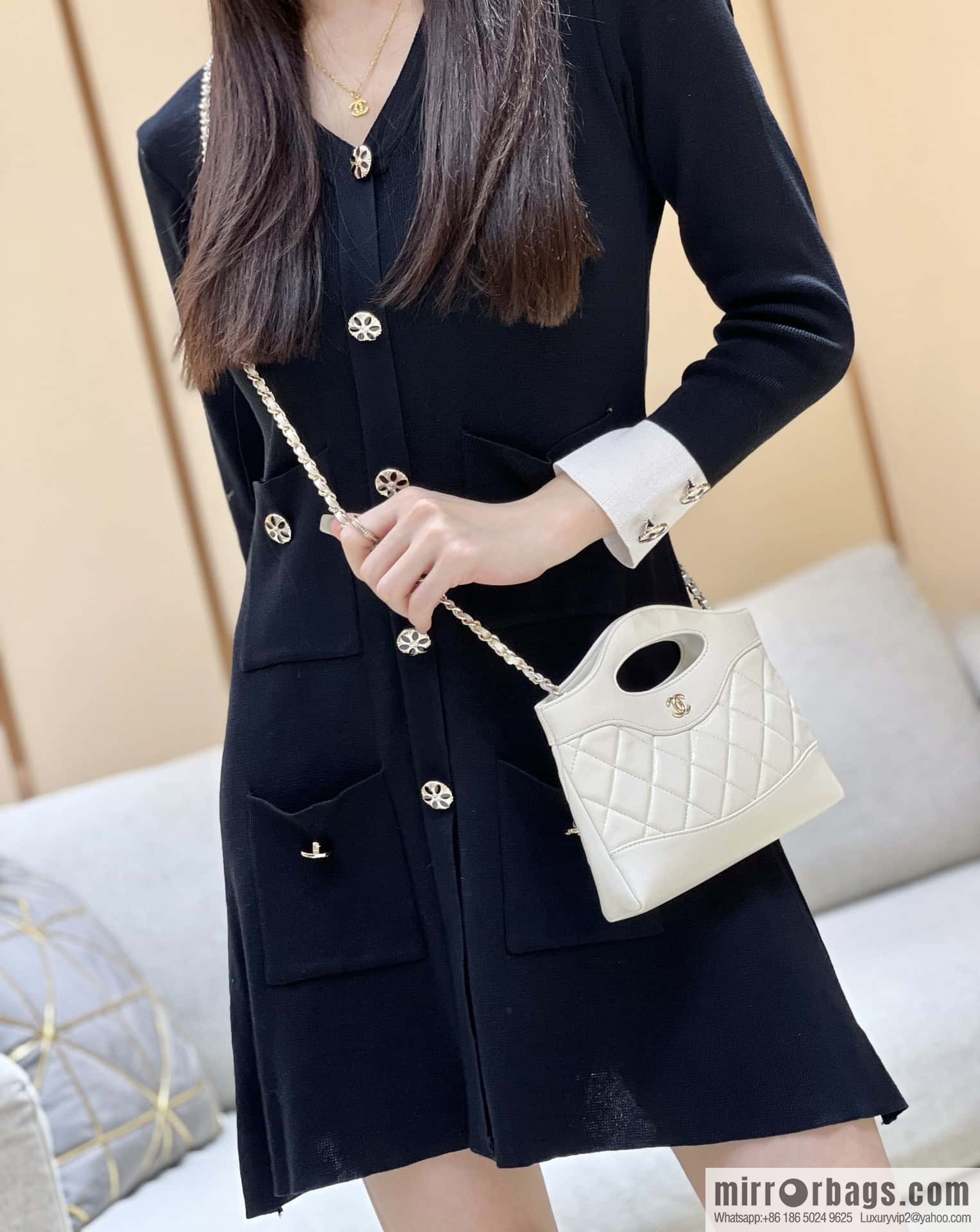 CHANEL 24S 31bag nano sheepskin AP3656 white