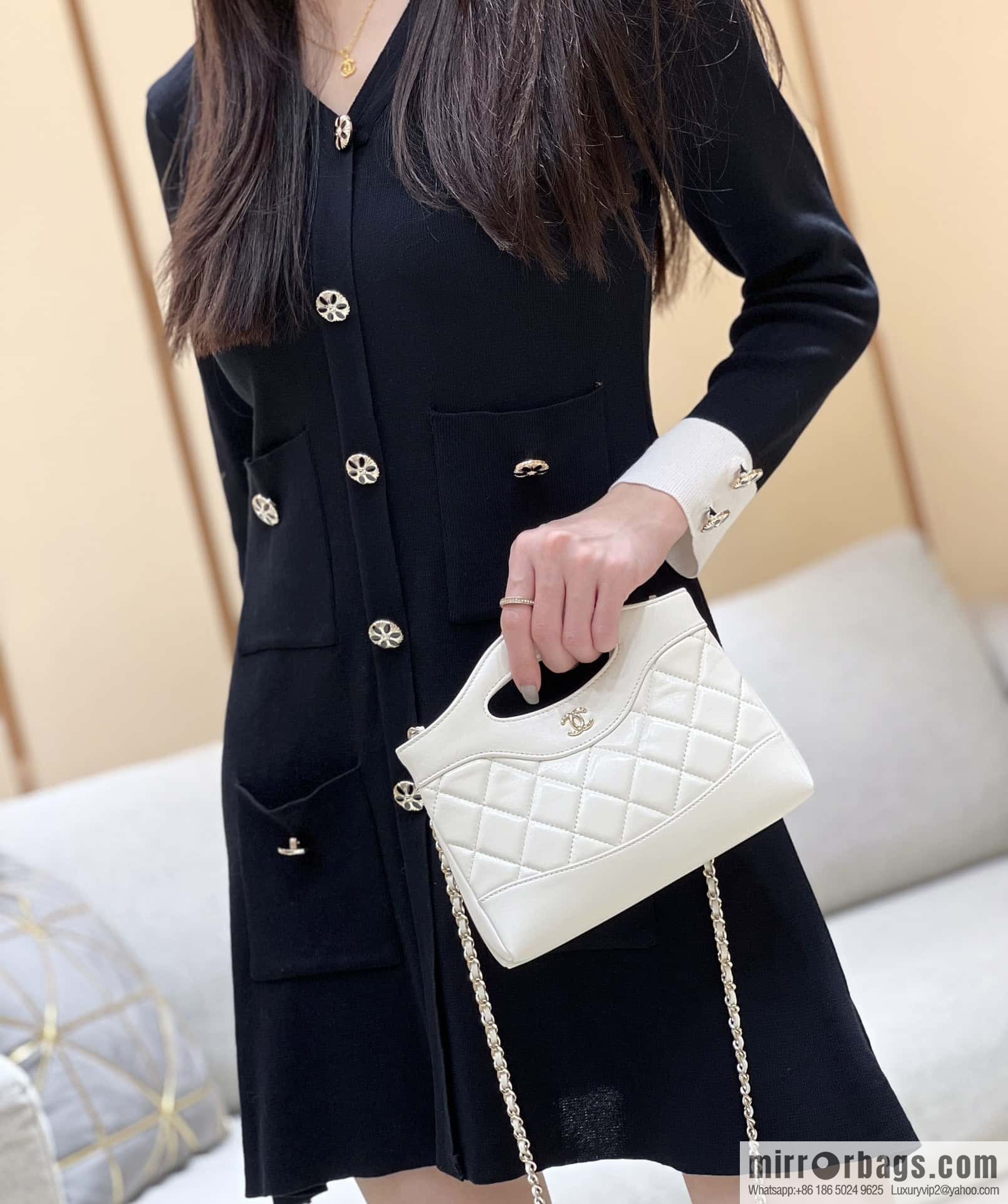 CHANEL 24S 31bag nano sheepskin AP3656 white