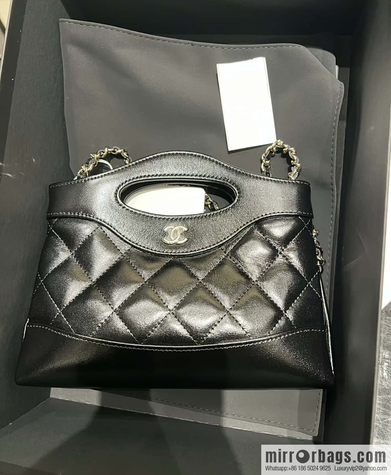 CHANEL 24S 31bag nano sheepskin AP3656 black