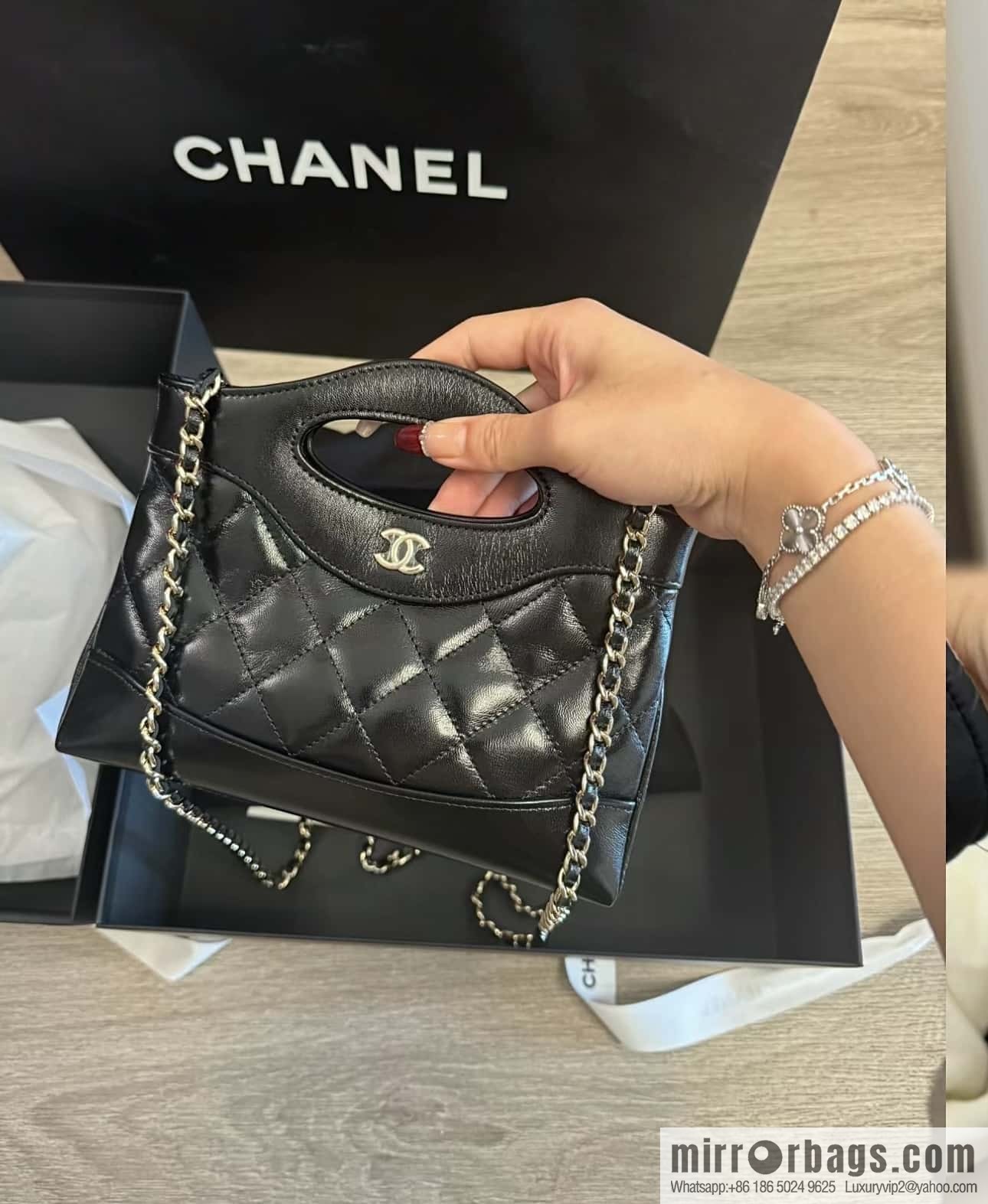 CHANEL 24S 31bag nano sheepskin AP3656 black