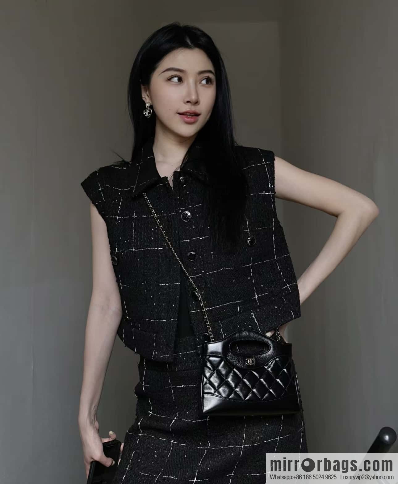 CHANEL 24S 31bag nano sheepskin AP3656 black