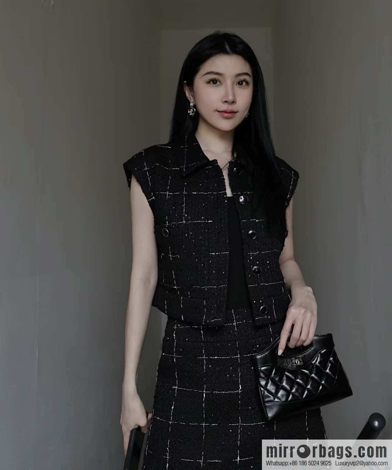 CHANEL 24S 31bag nano sheepskin AP3656 black