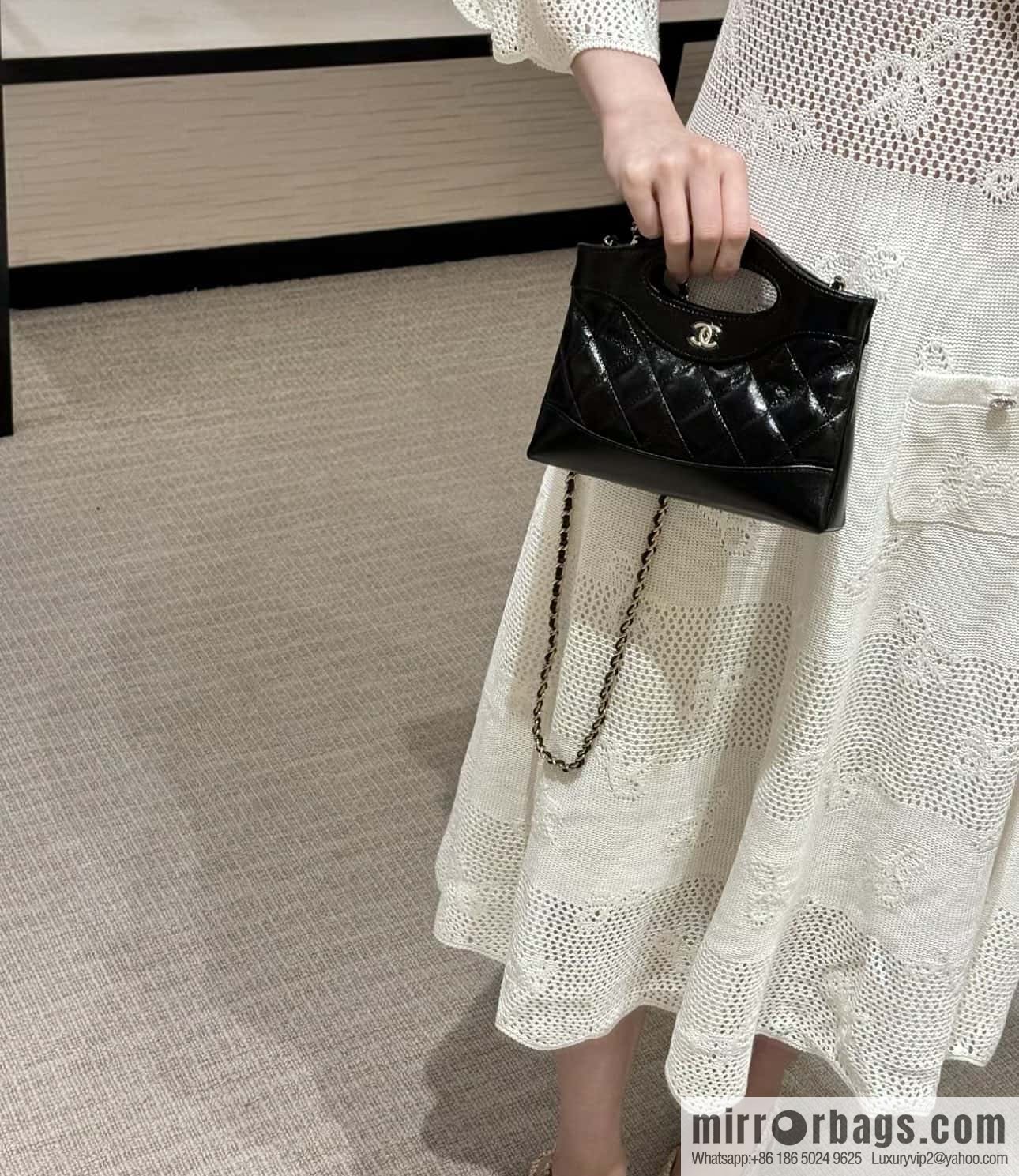 CHANEL 24S 31bag nano sheepskin AP3656 black