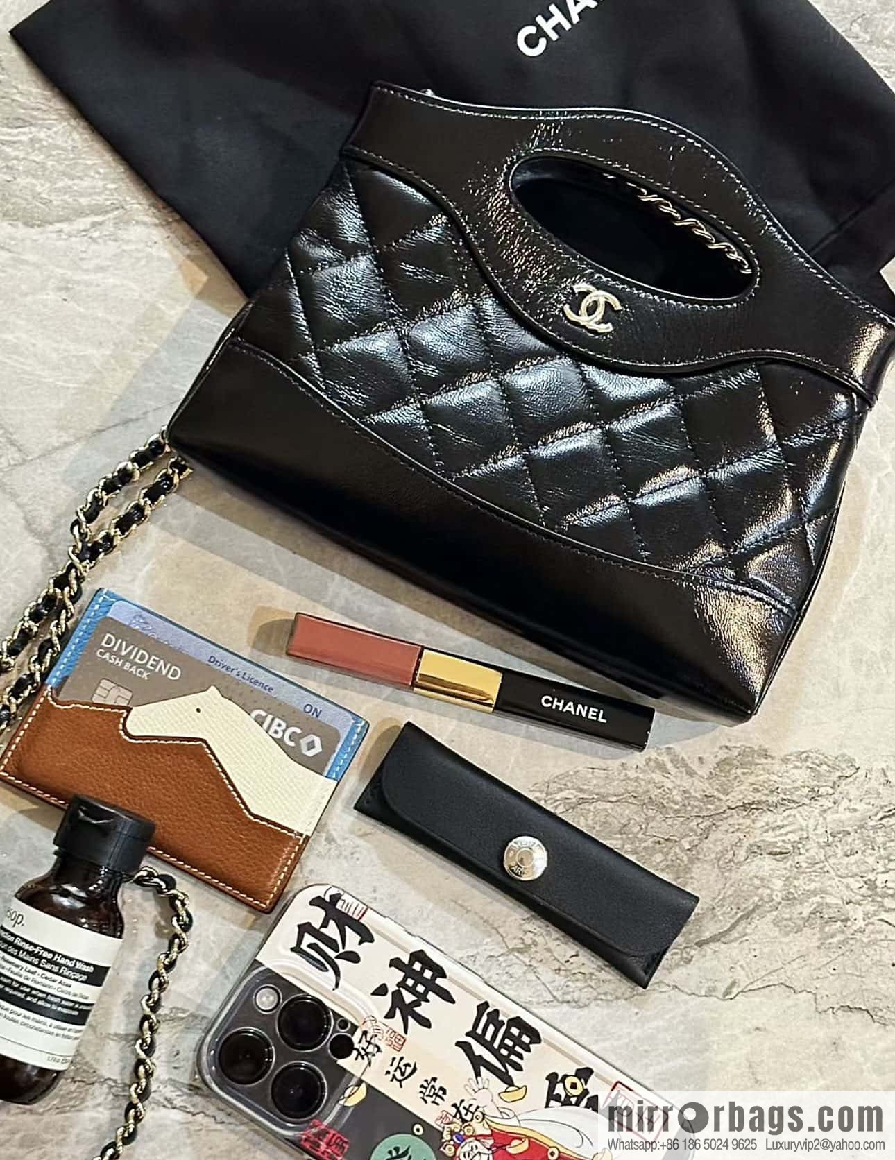 CHANEL 24S 31bag nano sheepskin AP3656 black