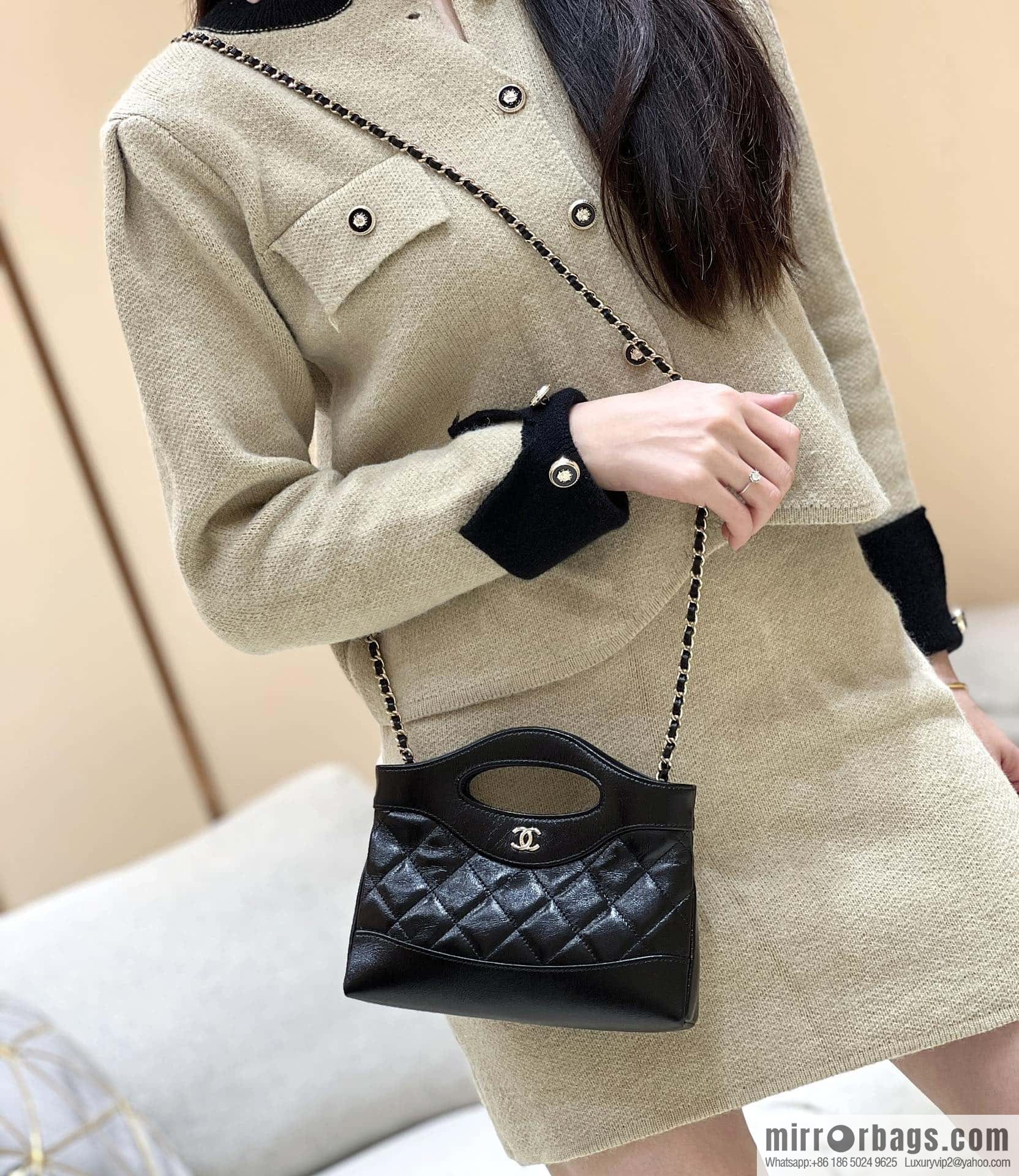 CHANEL 24S 31bag nano sheepskin AP3656 black