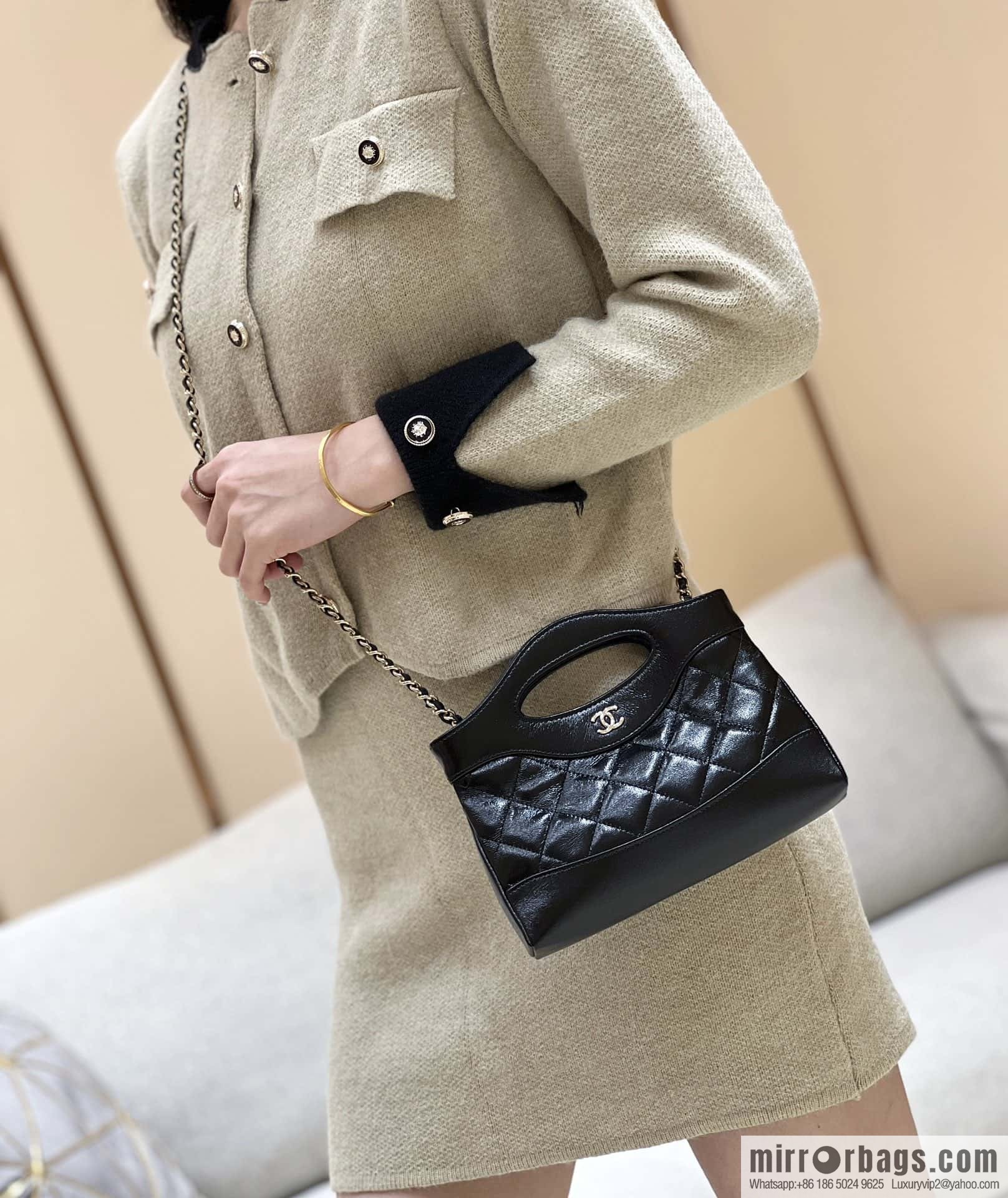 CHANEL 24S 31bag nano sheepskin AP3656 black