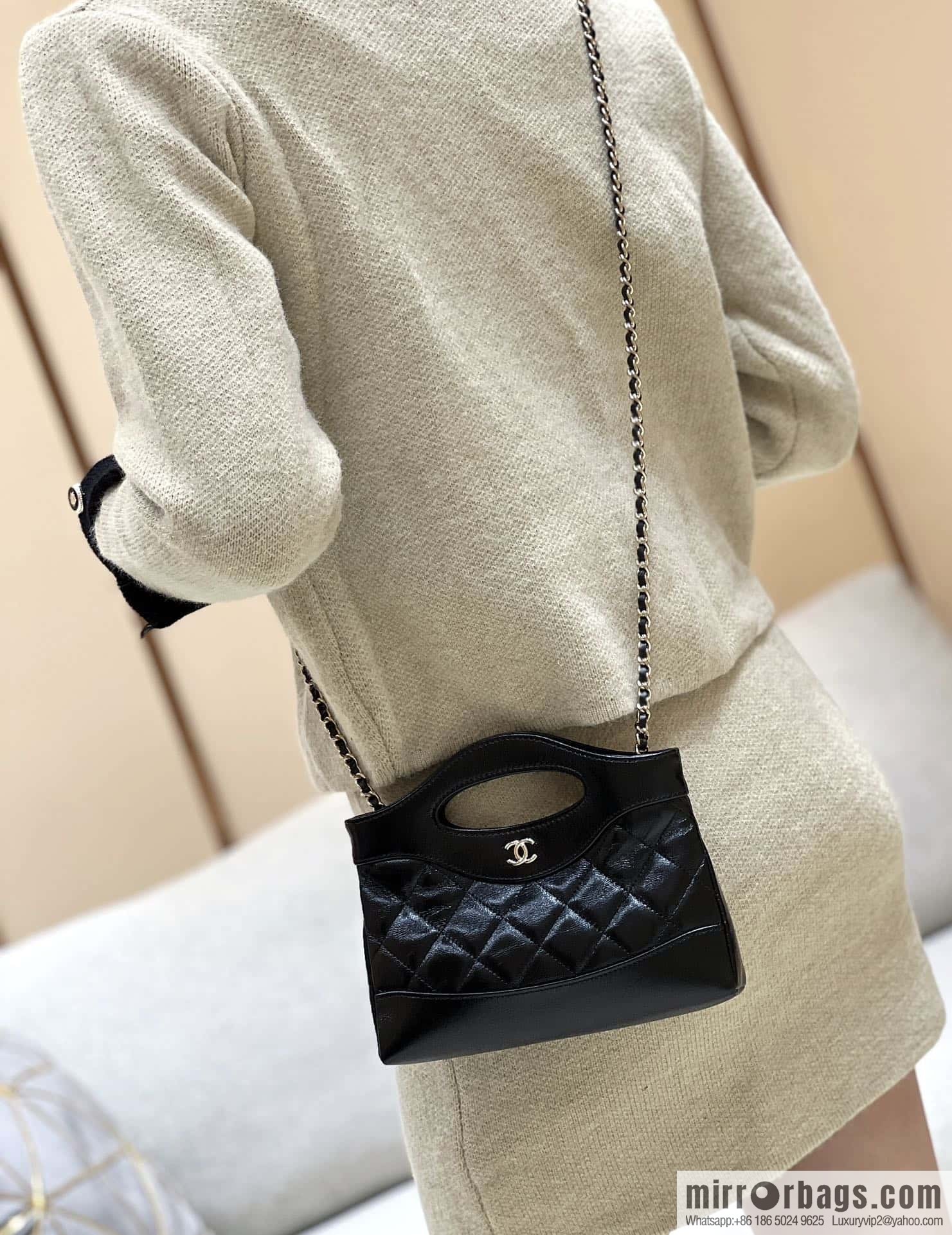 CHANEL 24S 31bag nano sheepskin AP3656 black