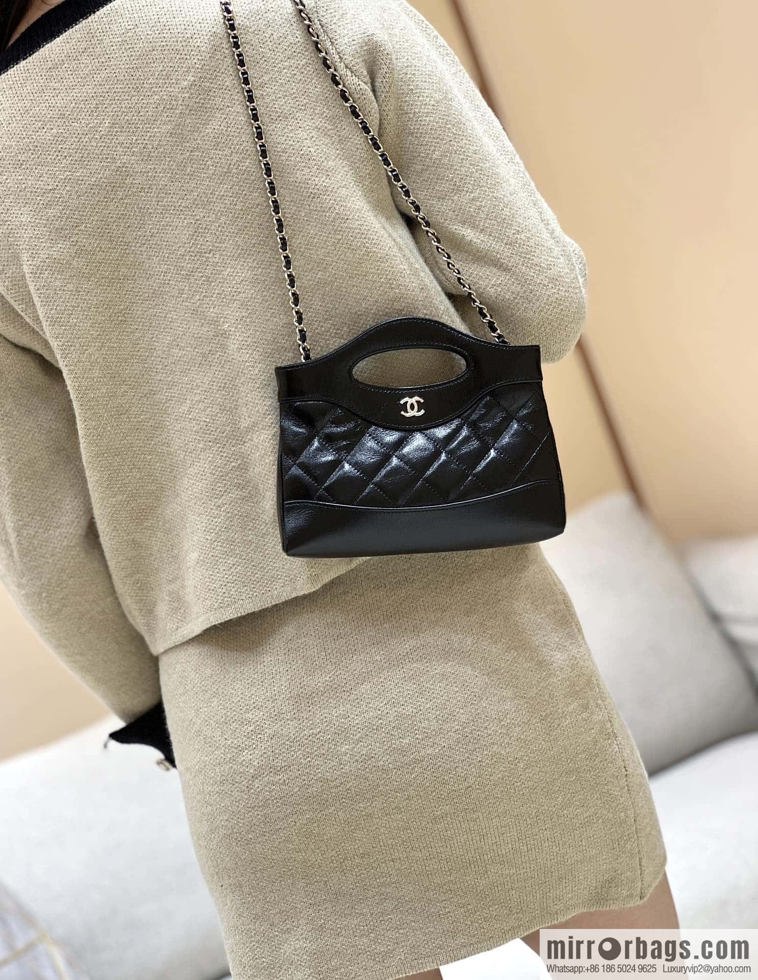 CHANEL 24S 31bag nano sheepskin AP3656 black