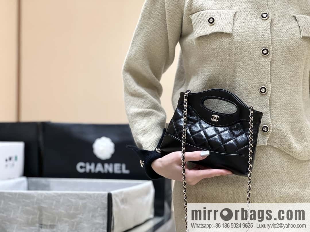 CHANEL 24S 31bag nano sheepskin AP3656 black