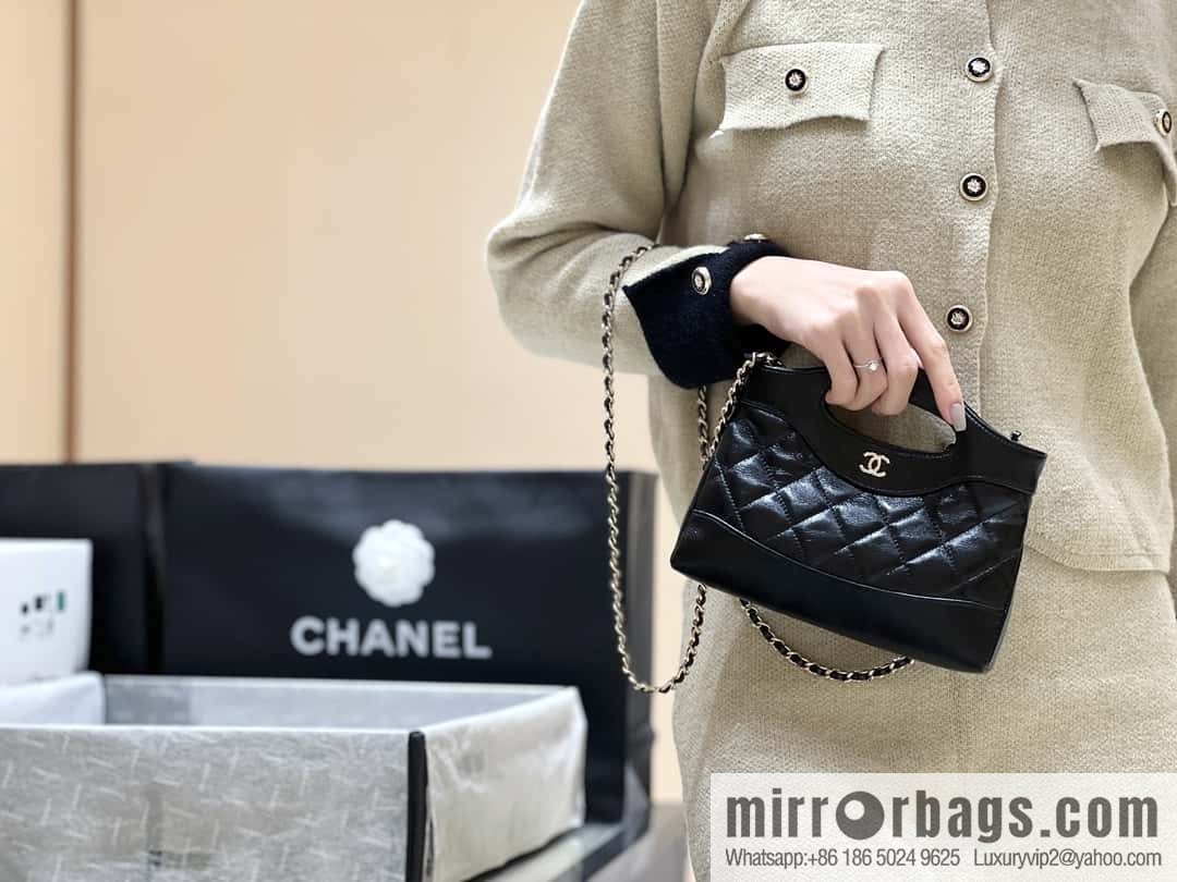 CHANEL 24S 31bag nano sheepskin AP3656 black