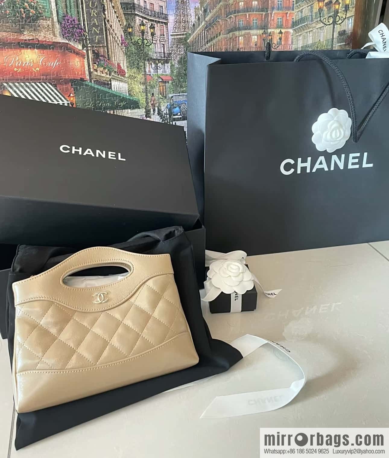 CHANEL 24S 31bag nano oil wax sheepskin AP3656 milk tea color