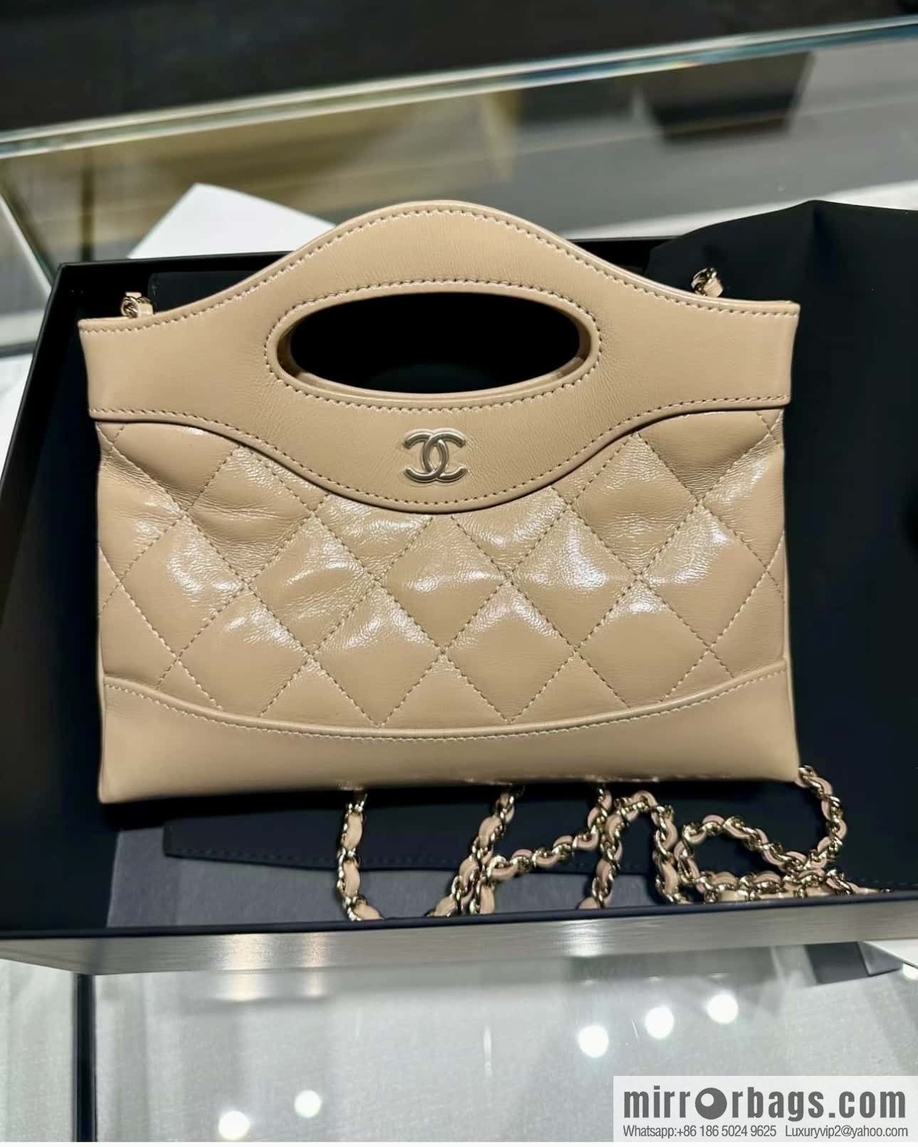 CHANEL 24S 31bag nano oil wax sheepskin AP3656 milk tea color