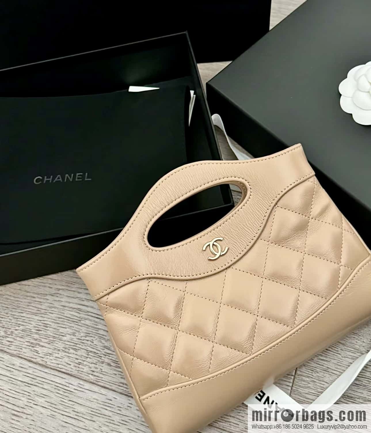 CHANEL 24S 31bag nano oil wax sheepskin AP3656 milk tea color