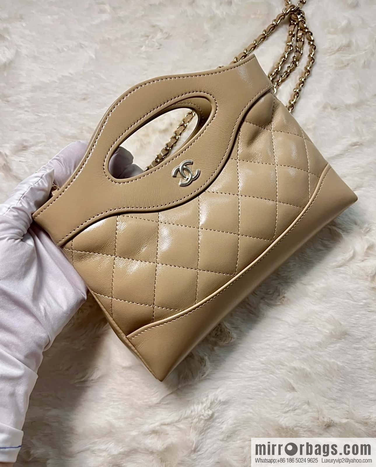 CHANEL 24S 31bag nano oil wax sheepskin AP3656 milk tea color