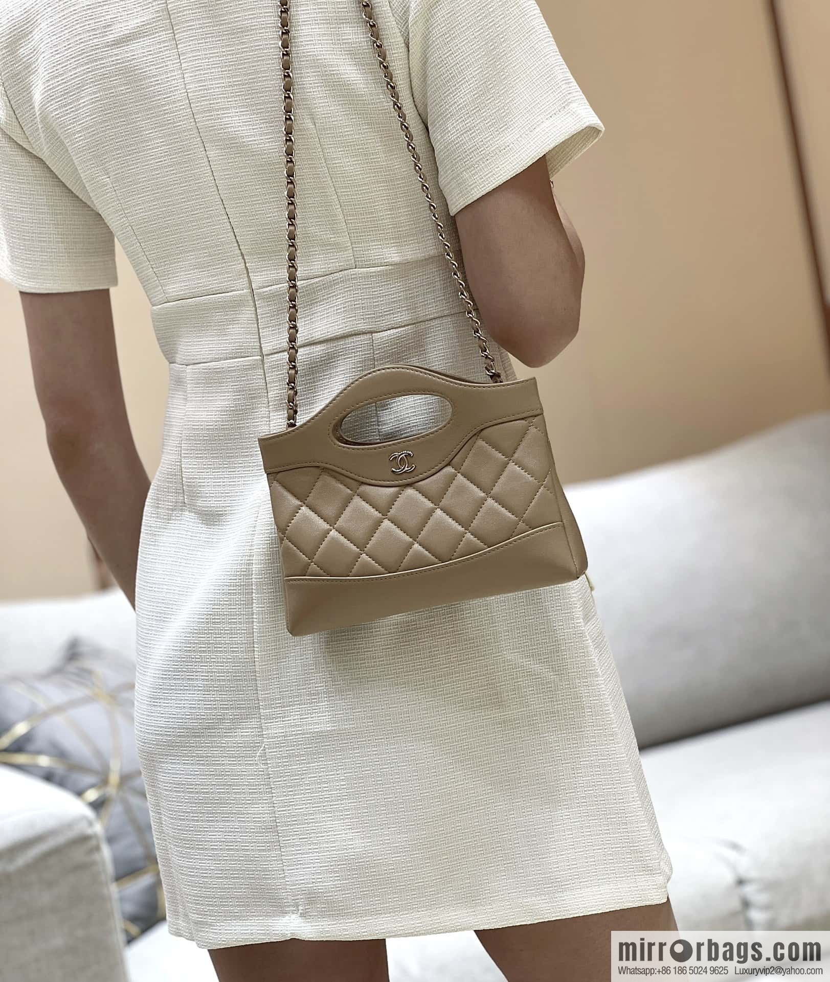 CHANEL 24S 31bag nano oil wax sheepskin AP3656 milk tea color