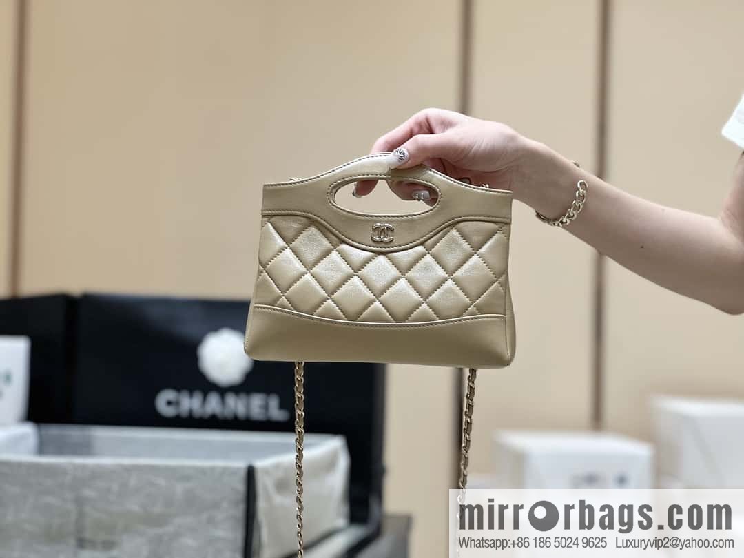 CHANEL 24S 31bag nano oil wax sheepskin AP3656 milk tea color
