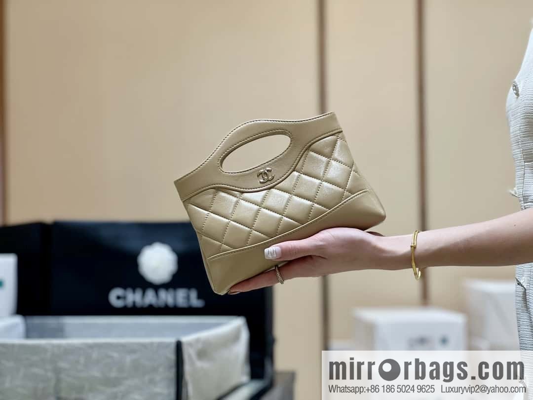 CHANEL 24S 31bag nano oil wax sheepskin AP3656 milk tea color