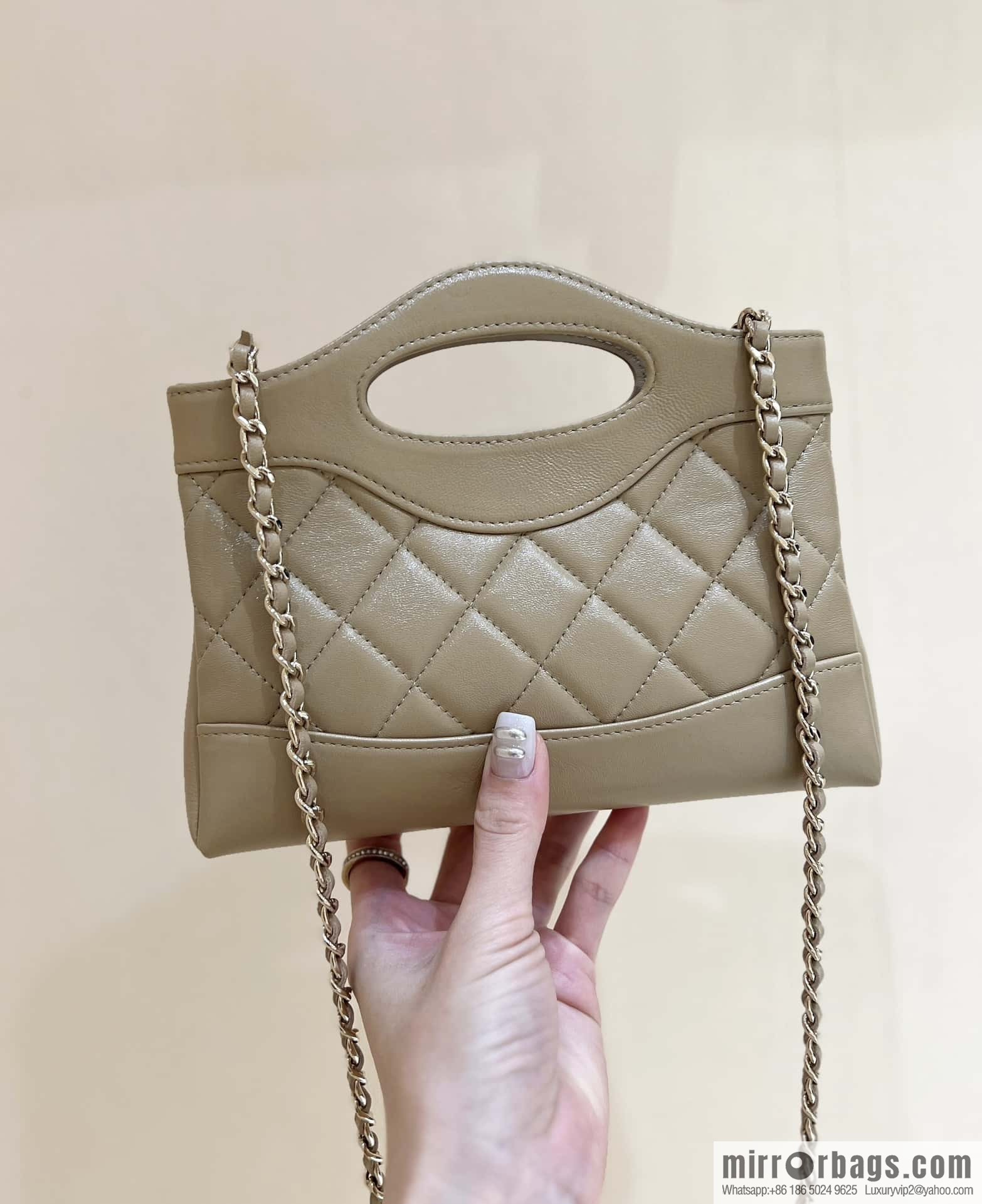 CHANEL 24S 31bag nano oil wax sheepskin AP3656 milk tea color