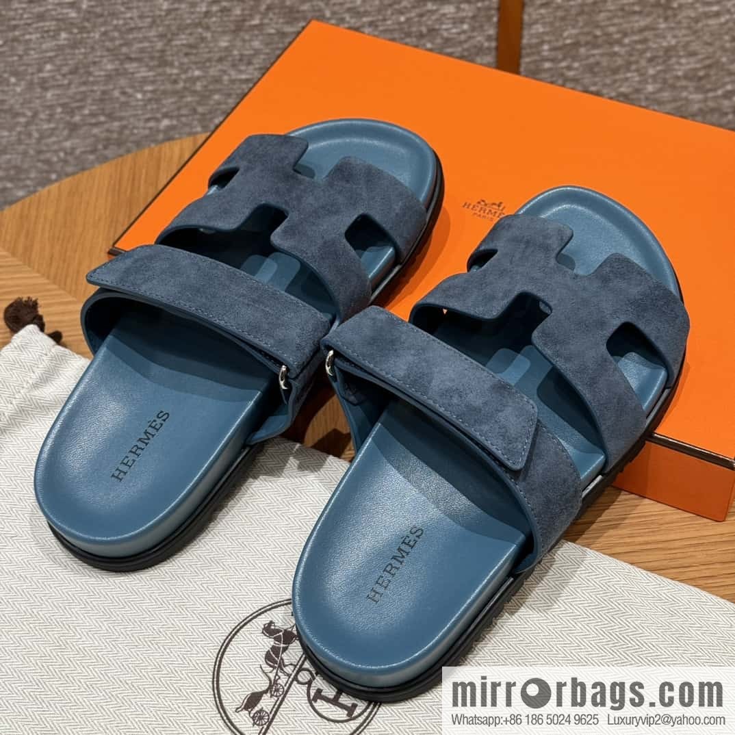 Hermès 225 CHYPRE SANDAL uncle shoes, navy blue/Purplish blue