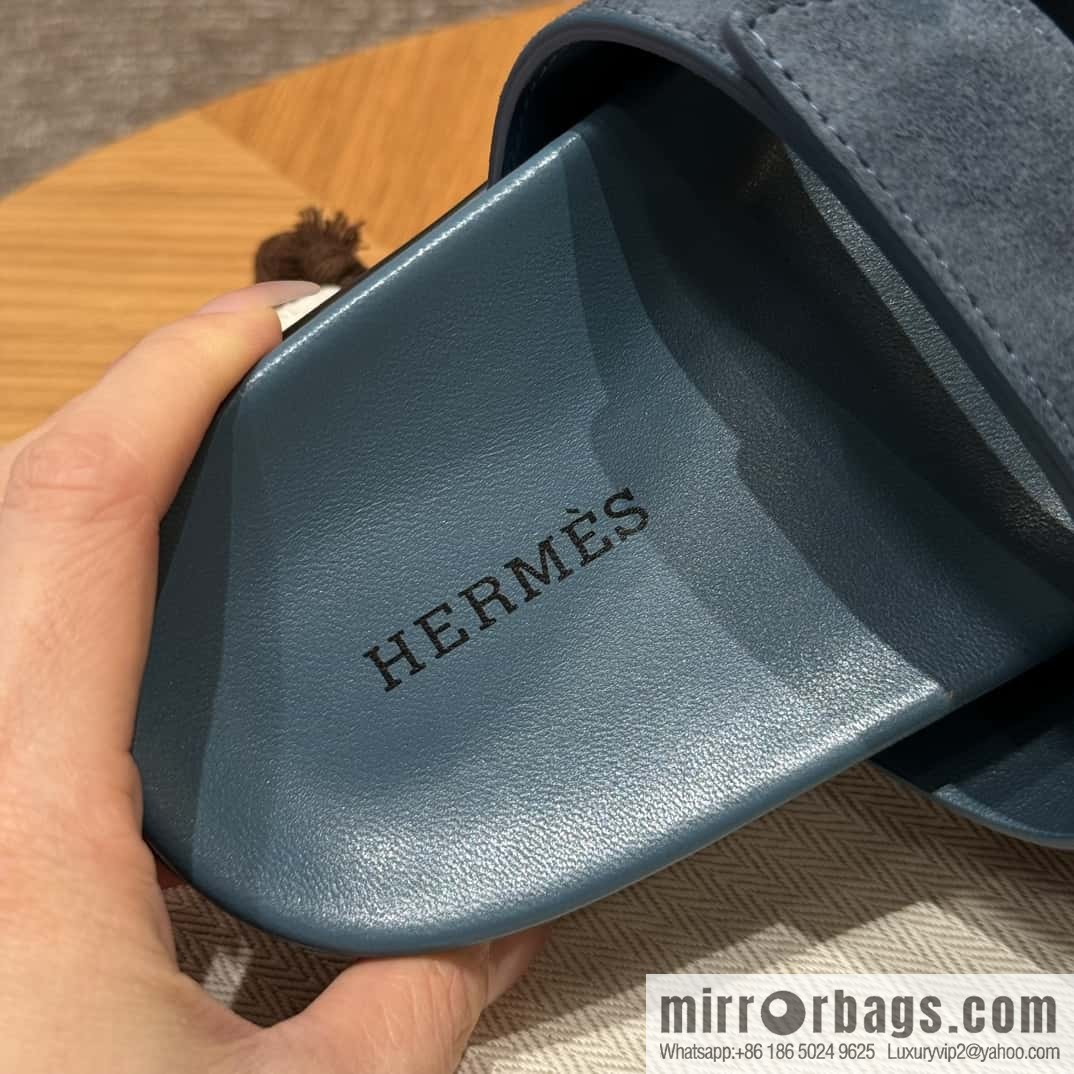 Hermès 225 CHYPRE SANDAL uncle shoes, navy blue/Purplish blue