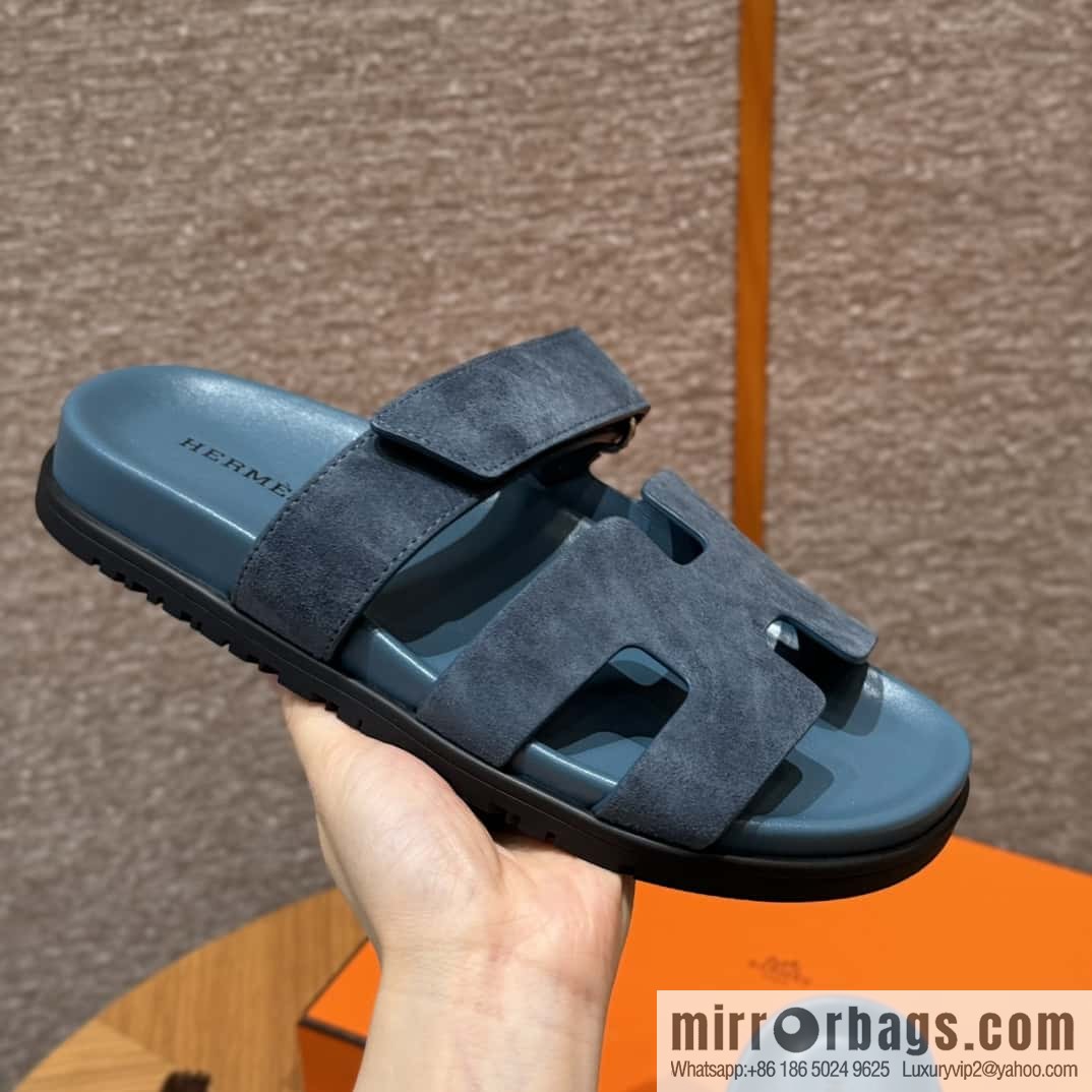 Hermès 225 CHYPRE SANDAL uncle shoes, navy blue/Purplish blue