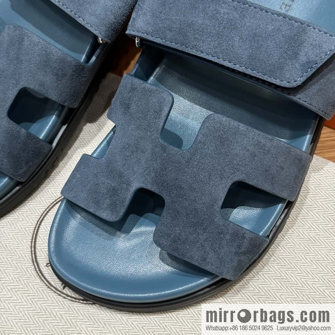 Hermès 225 CHYPRE SANDAL uncle shoes, navy blue/Purplish blue