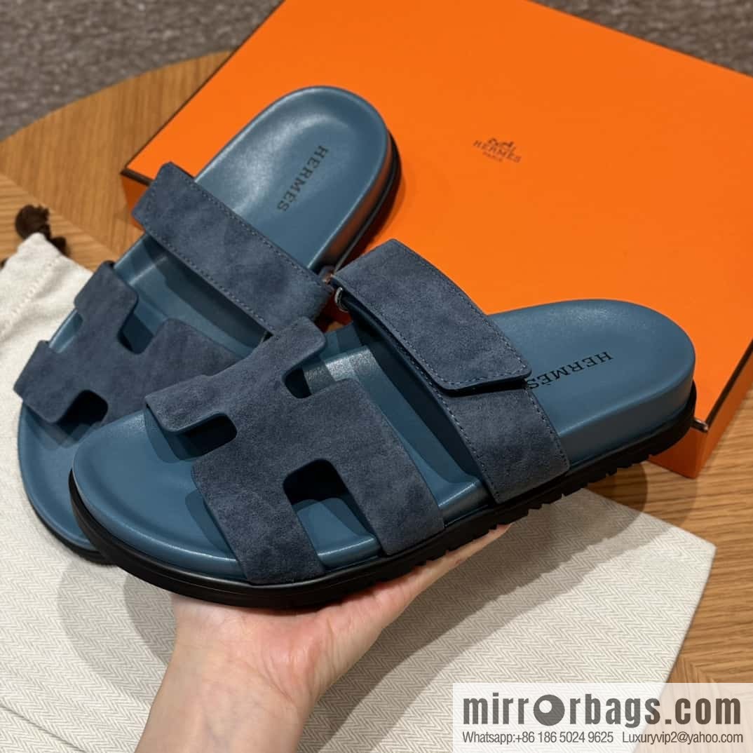 Hermès 225 CHYPRE SANDAL uncle shoes, navy blue/Purplish blue