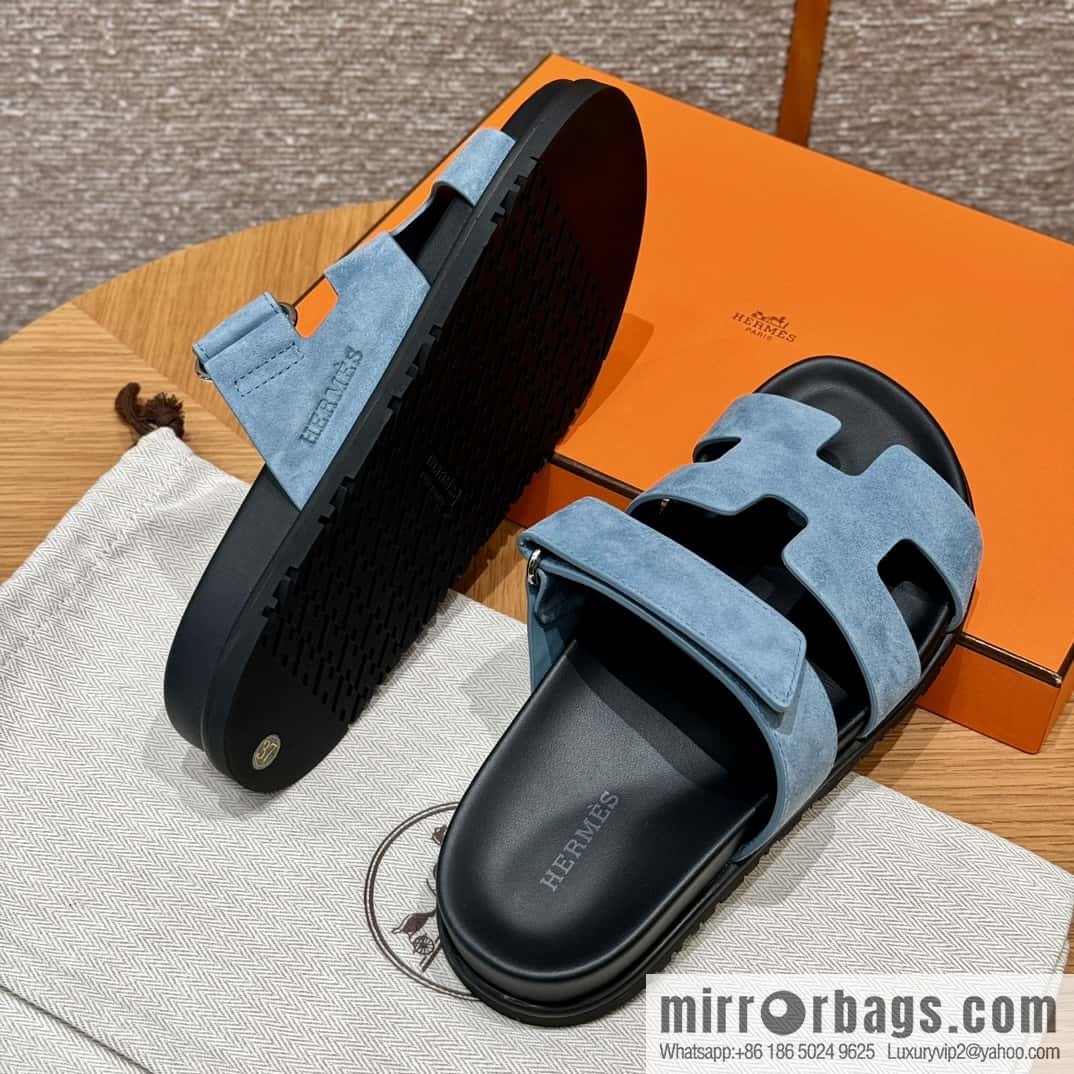 Hermès 225 CHYPRE SANDAL uncle shoes, denim blue/New Blue Jeans