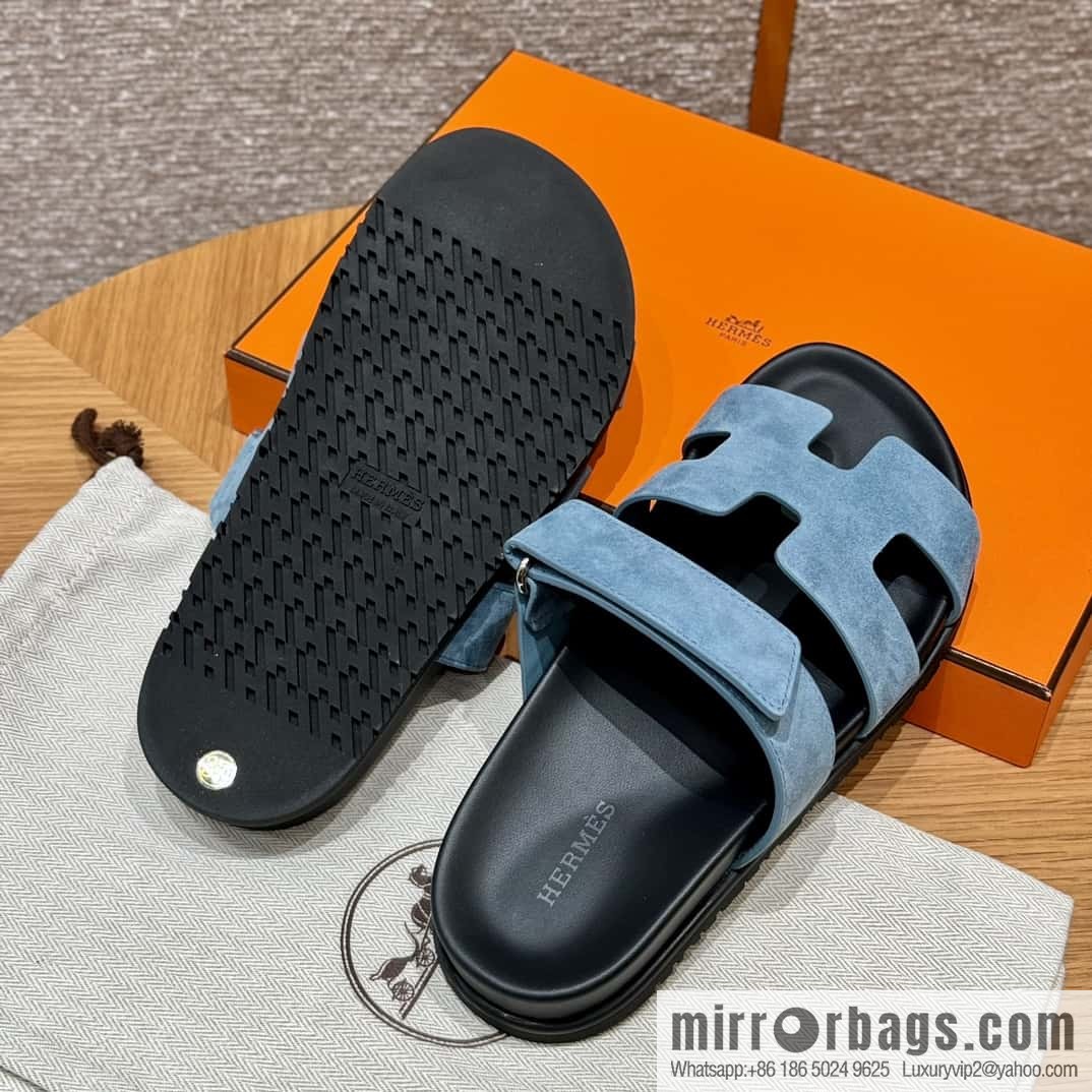 Hermès 225 CHYPRE SANDAL uncle shoes, denim blue/New Blue Jeans