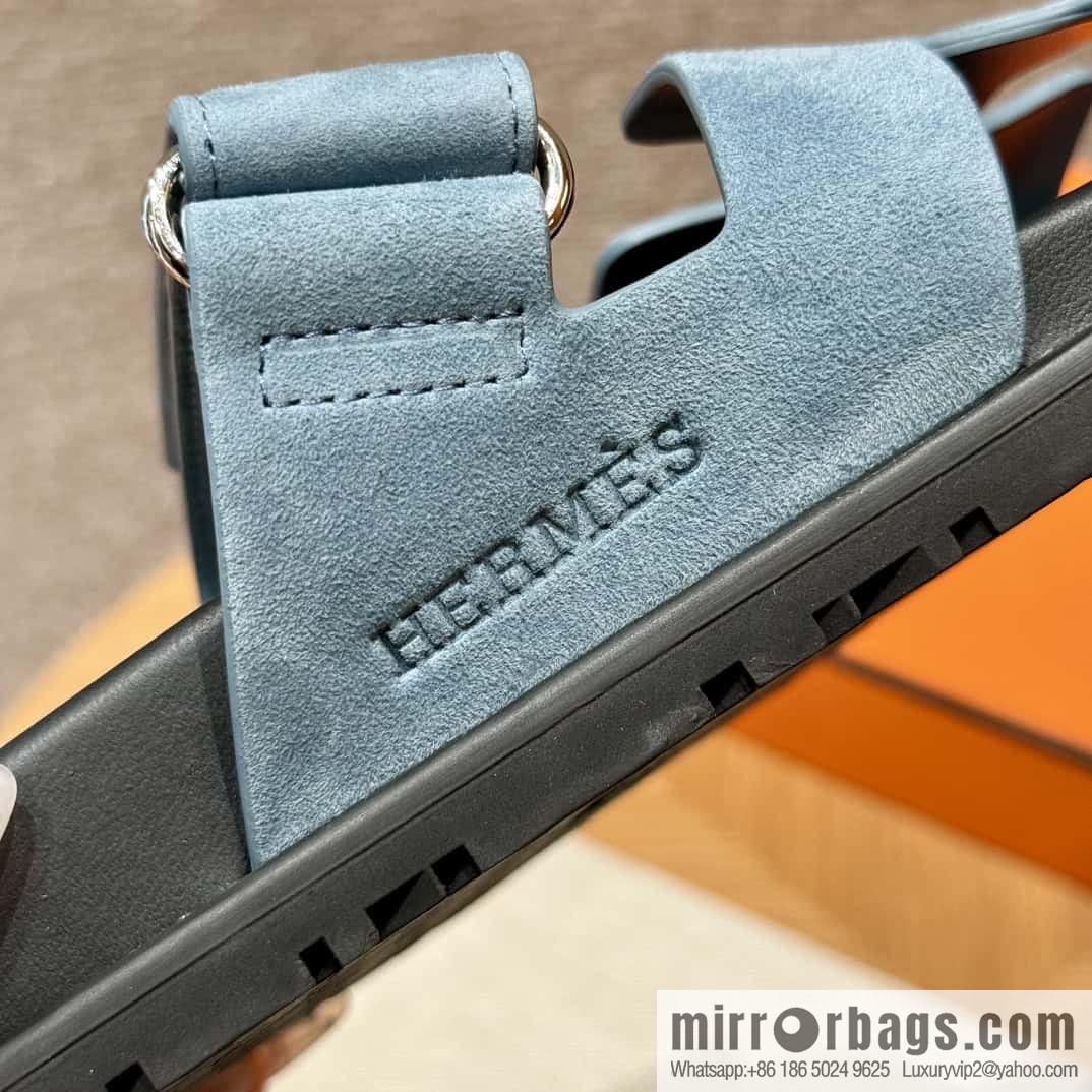 Hermès 225 CHYPRE SANDAL uncle shoes, denim blue/New Blue Jeans