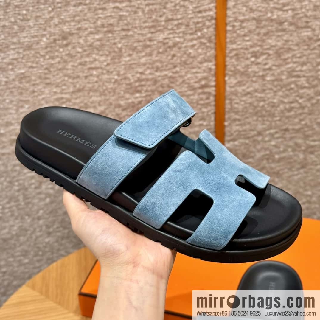 Hermès 225 CHYPRE SANDAL uncle shoes, denim blue/New Blue Jeans