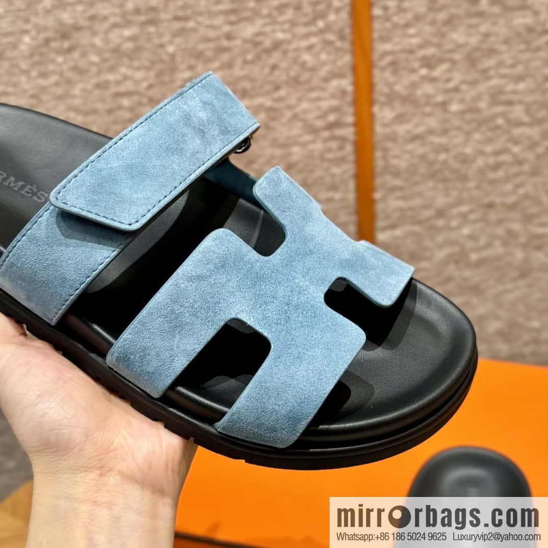 Hermès 225 CHYPRE SANDAL uncle shoes, denim blue/New Blue Jeans