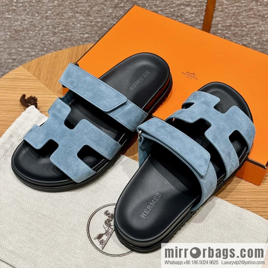 Hermès 225 CHYPRE SANDAL uncle shoes, denim blue/New Blue Jeans