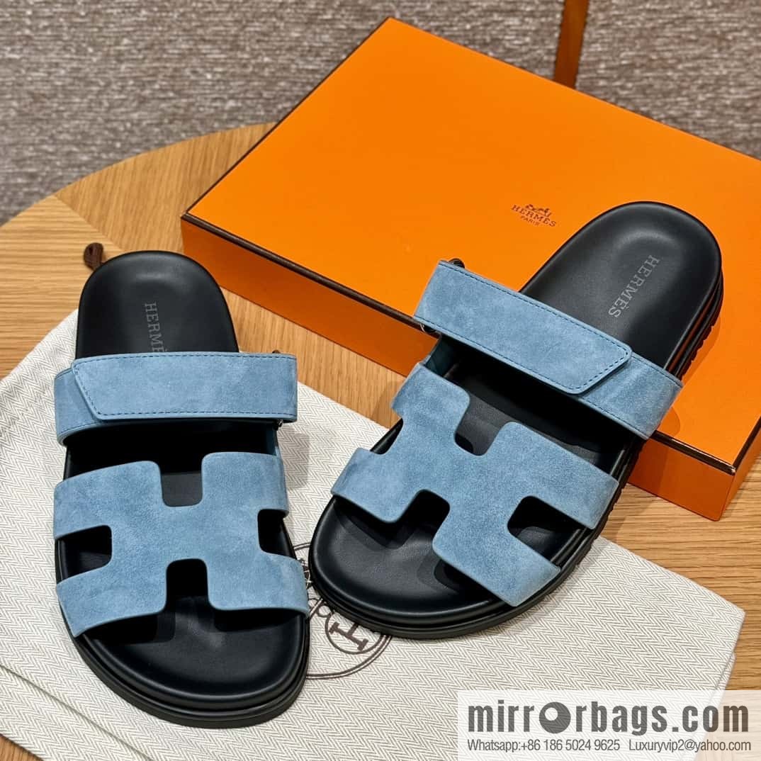 Hermès 225 CHYPRE SANDAL uncle shoes, denim blue/New Blue Jeans