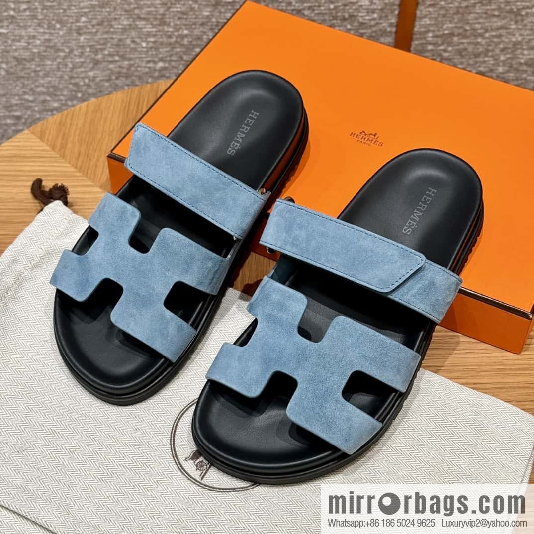 Hermès 225 CHYPRE SANDAL uncle shoes, denim blue/New Blue Jeans