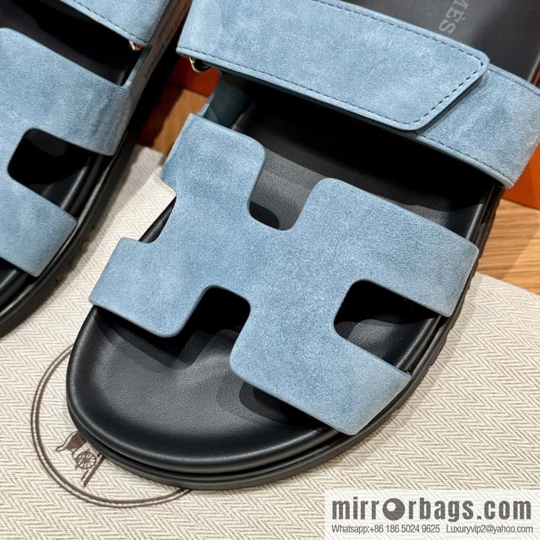 Hermès 225 CHYPRE SANDAL uncle shoes, denim blue/New Blue Jeans