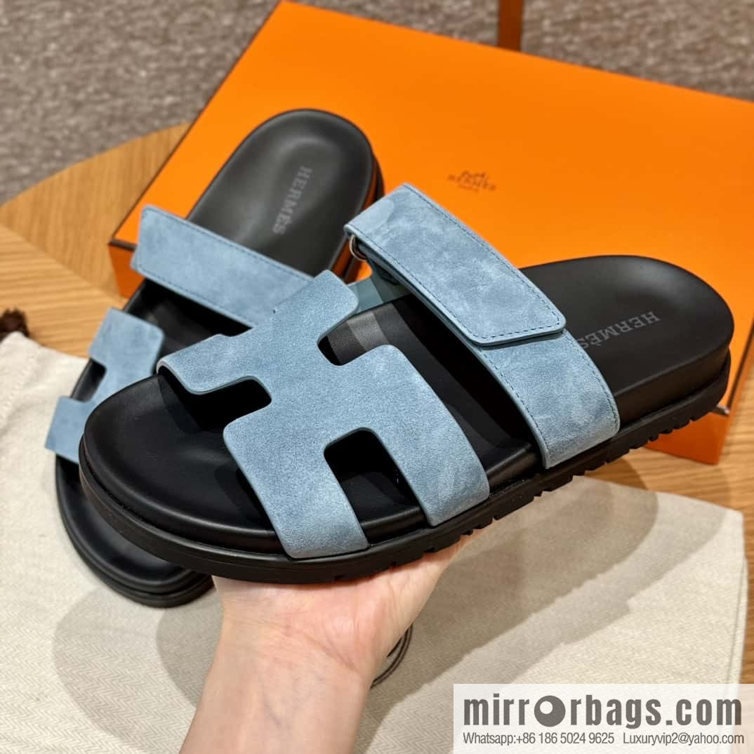 Hermès 225 CHYPRE SANDAL uncle shoes, denim blue/New Blue Jeans