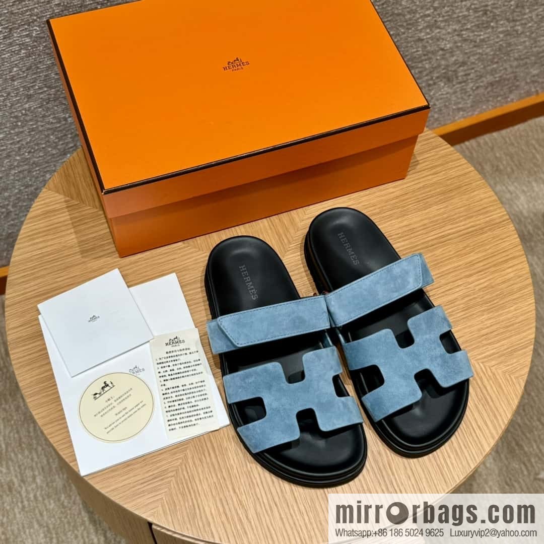 Hermès 225 CHYPRE SANDAL uncle shoes, denim blue/New Blue Jeans