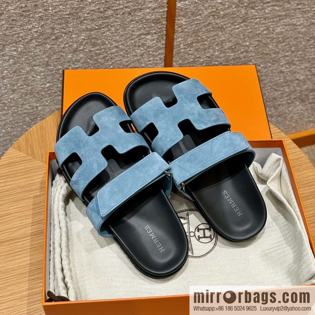 Hermès 225 CHYPRE SANDAL uncle shoes, denim blue/New Blue Jeans