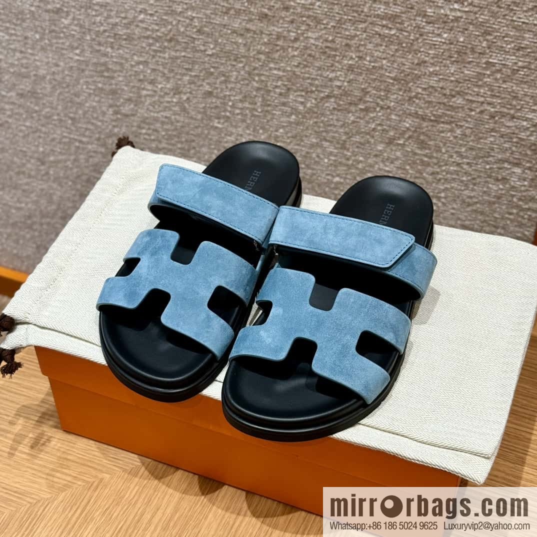 Hermès 225 CHYPRE SANDAL uncle shoes, denim blue/New Blue Jeans