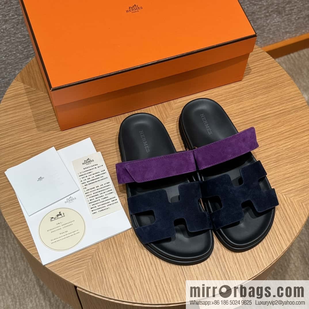 Hermès 225 CHYPRE SANDAL Shoes, Blue/Blue- Purple/Purple