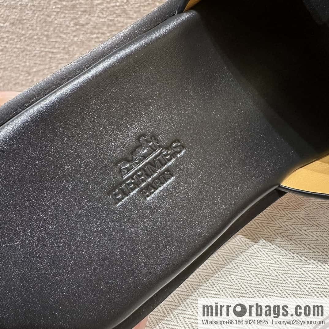 Hermès 182 Men's slippers Black/89/Black alligator/alligator🐊