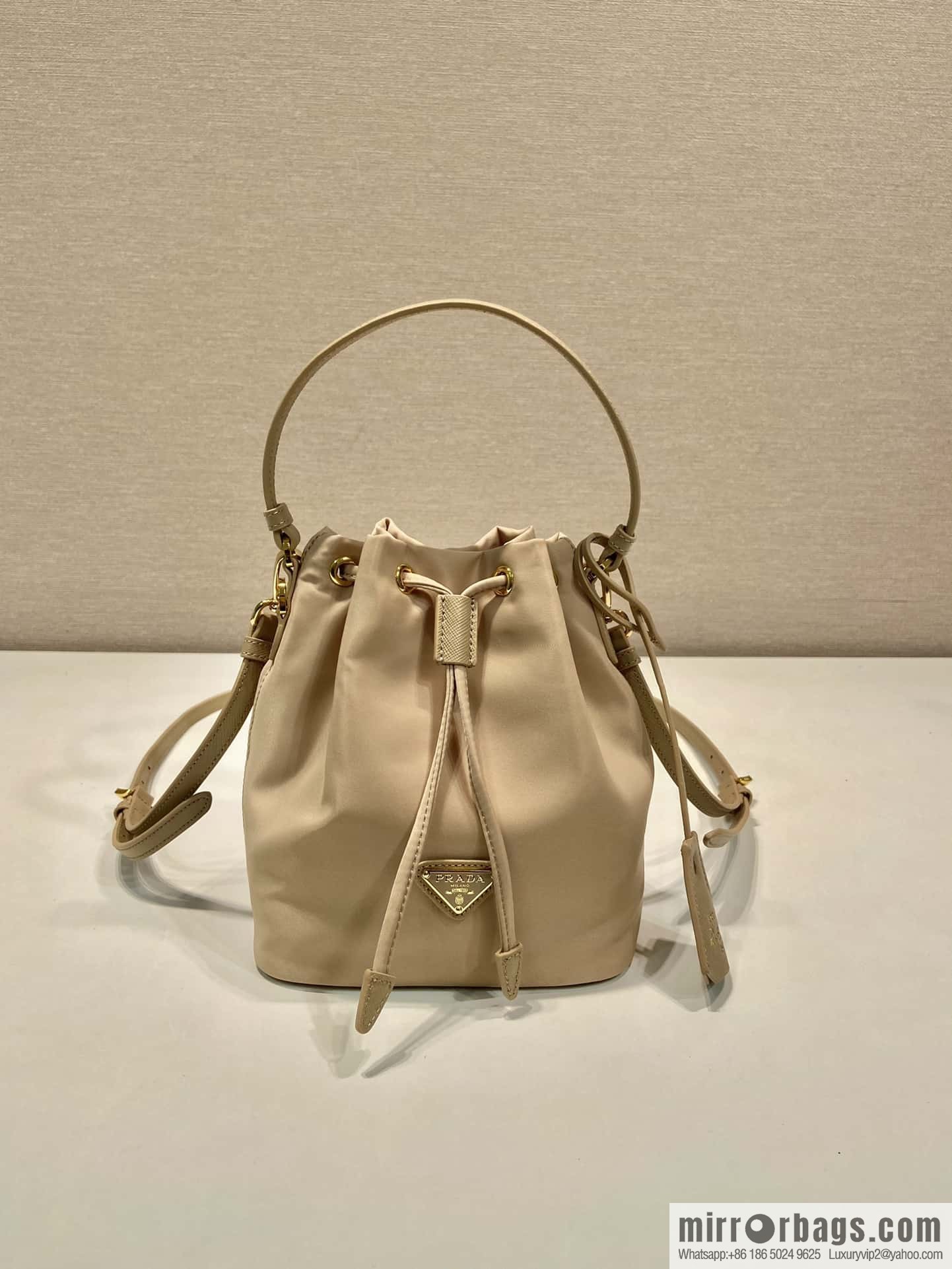 PRADA 🎉 new bucket bag 🎉 1BE067 upgraded version, milk tea color