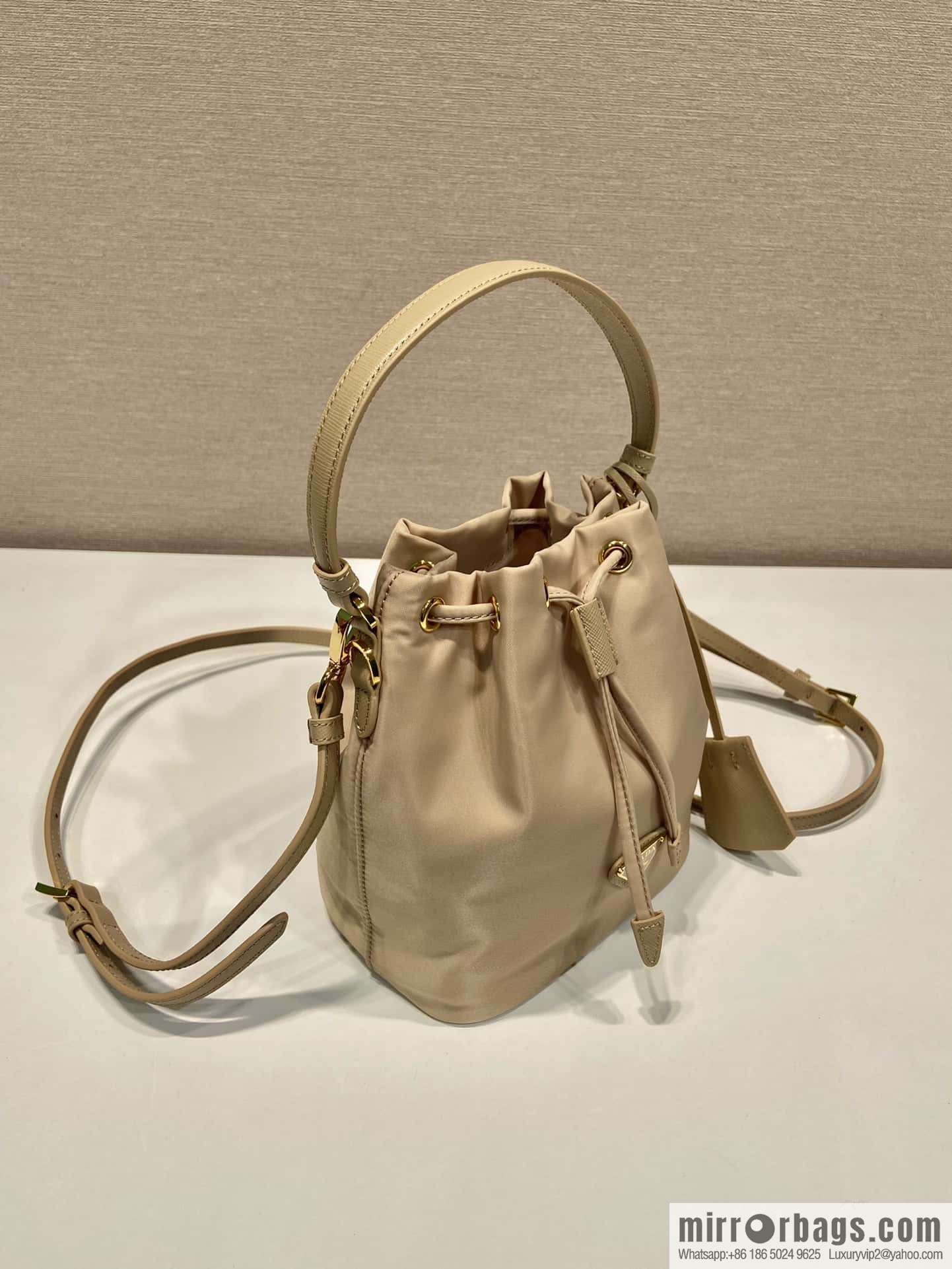 PRADA 🎉 new bucket bag 🎉 1BE067 upgraded version, milk tea color