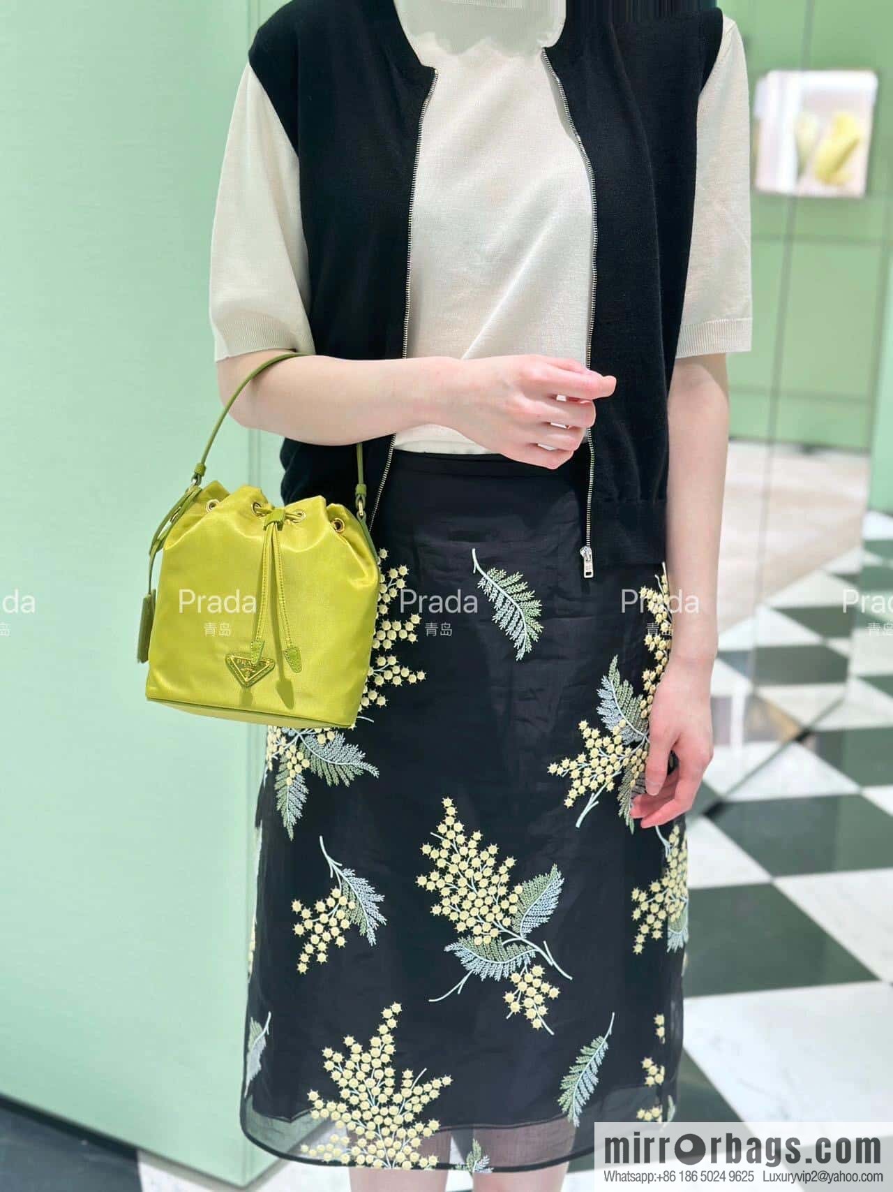 PRADA 🎉 new bucket bag 🎉 1BE067 upgraded version, green