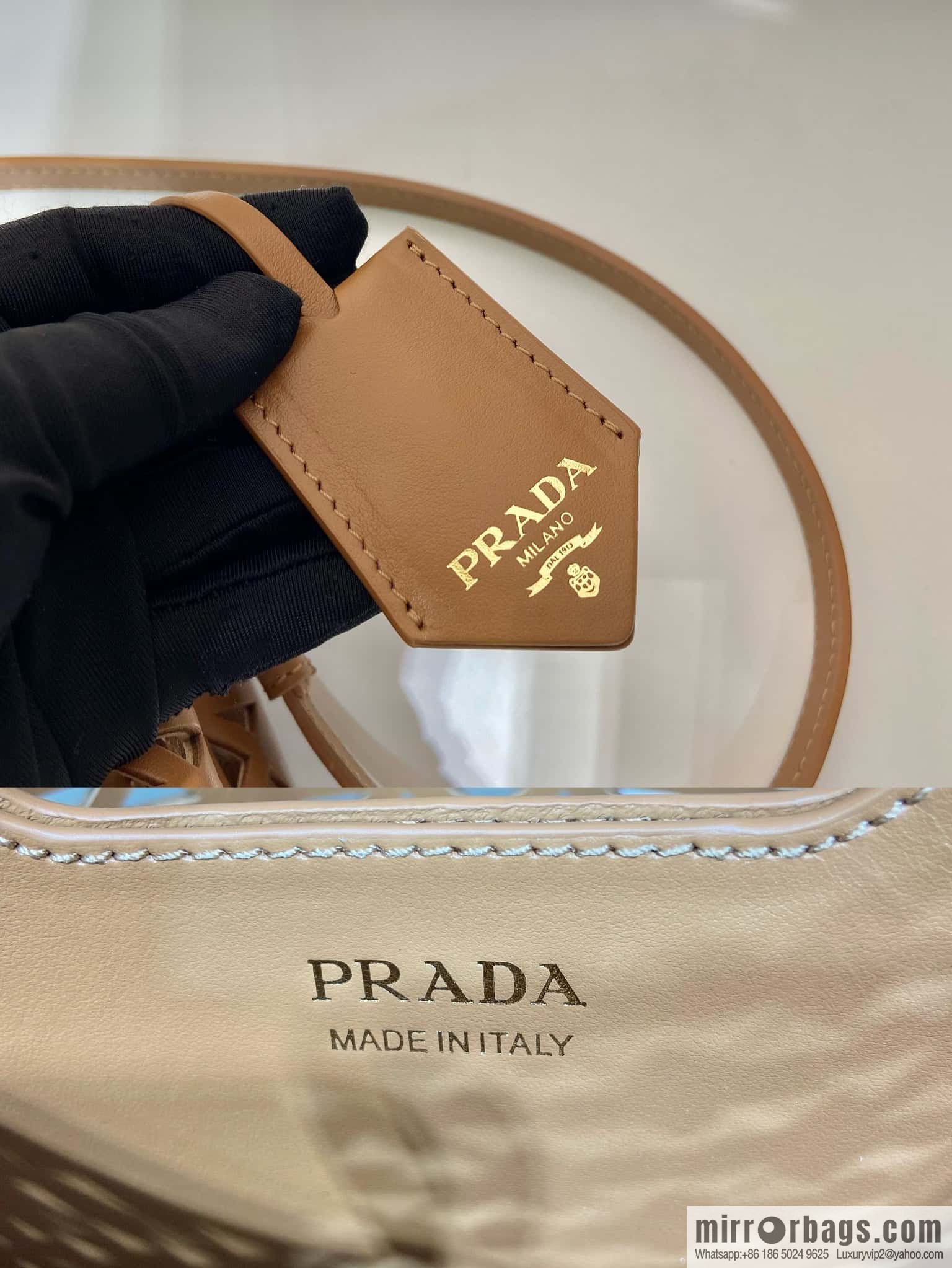 PRADA 🎉 cut-out bucket bag 🎉 1BA217 cut-out brown